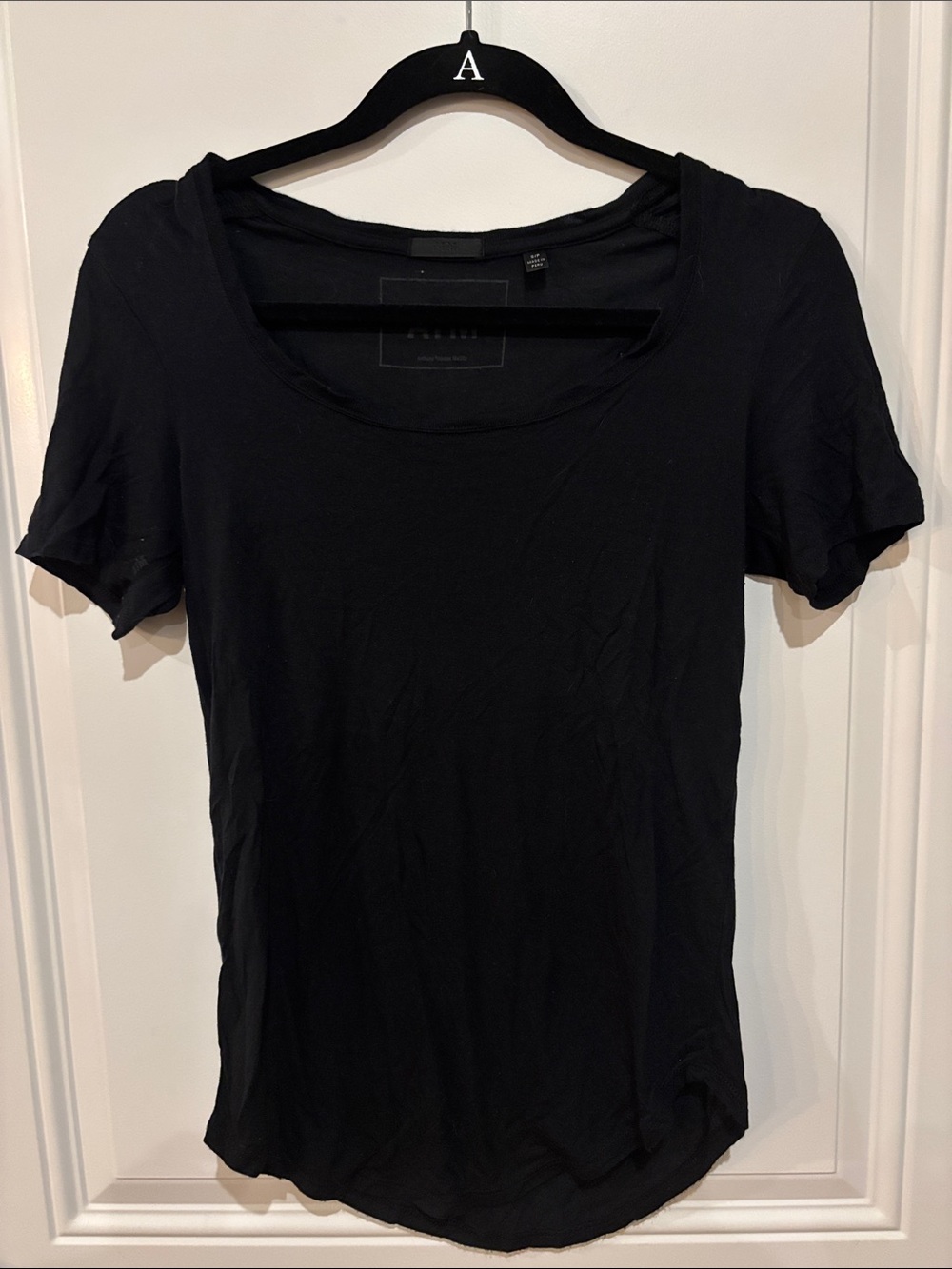 ATM Anthony Thomas Melillo Black Short Sleeve Scoop Neck Tee